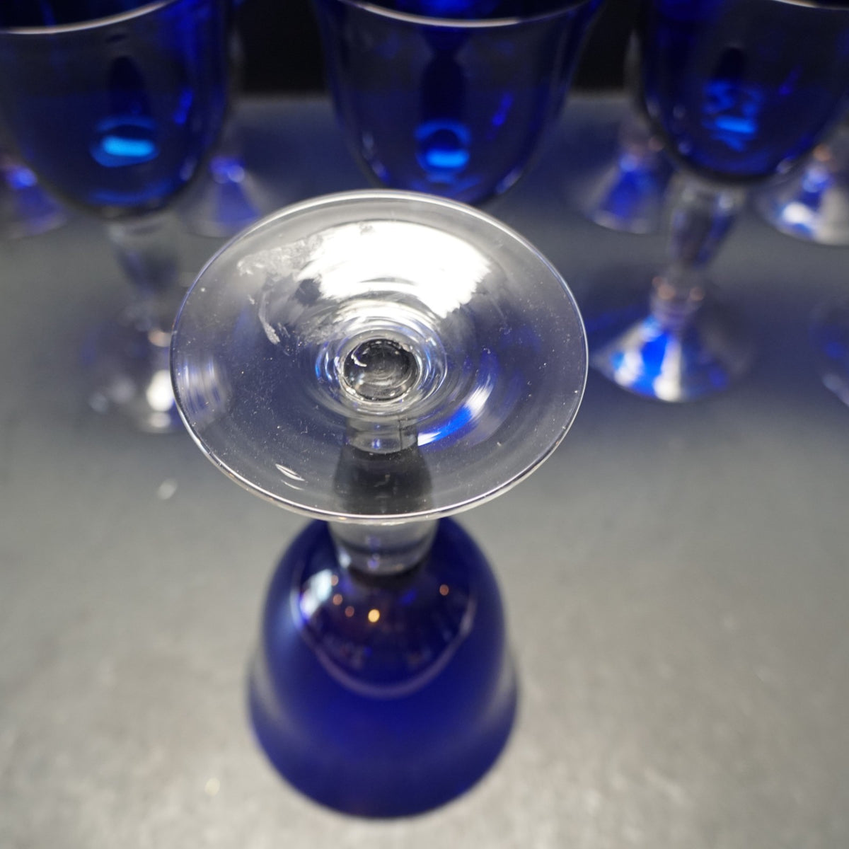 SOLD Gibson Colonial Cobalt Blue Water Goblets Set of 10