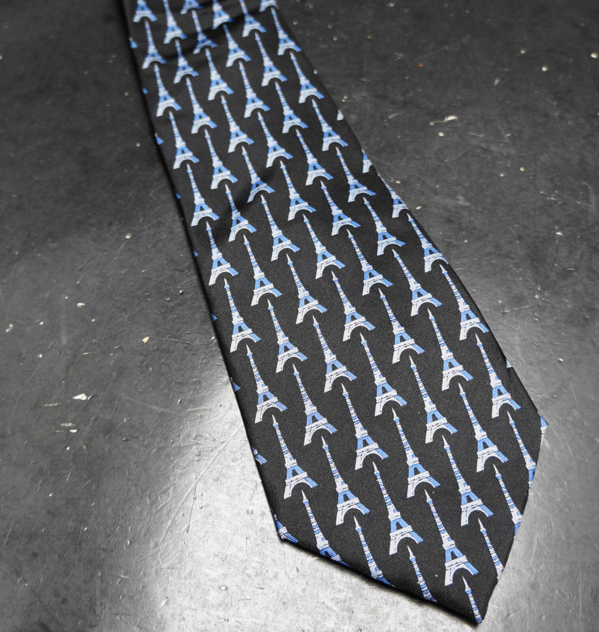 Reflets D'Art La Tour Eiffel Tower Silk Tie Deep Blue