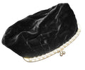 Black Velvet Clear Rhinestone Frame Clutch Purse