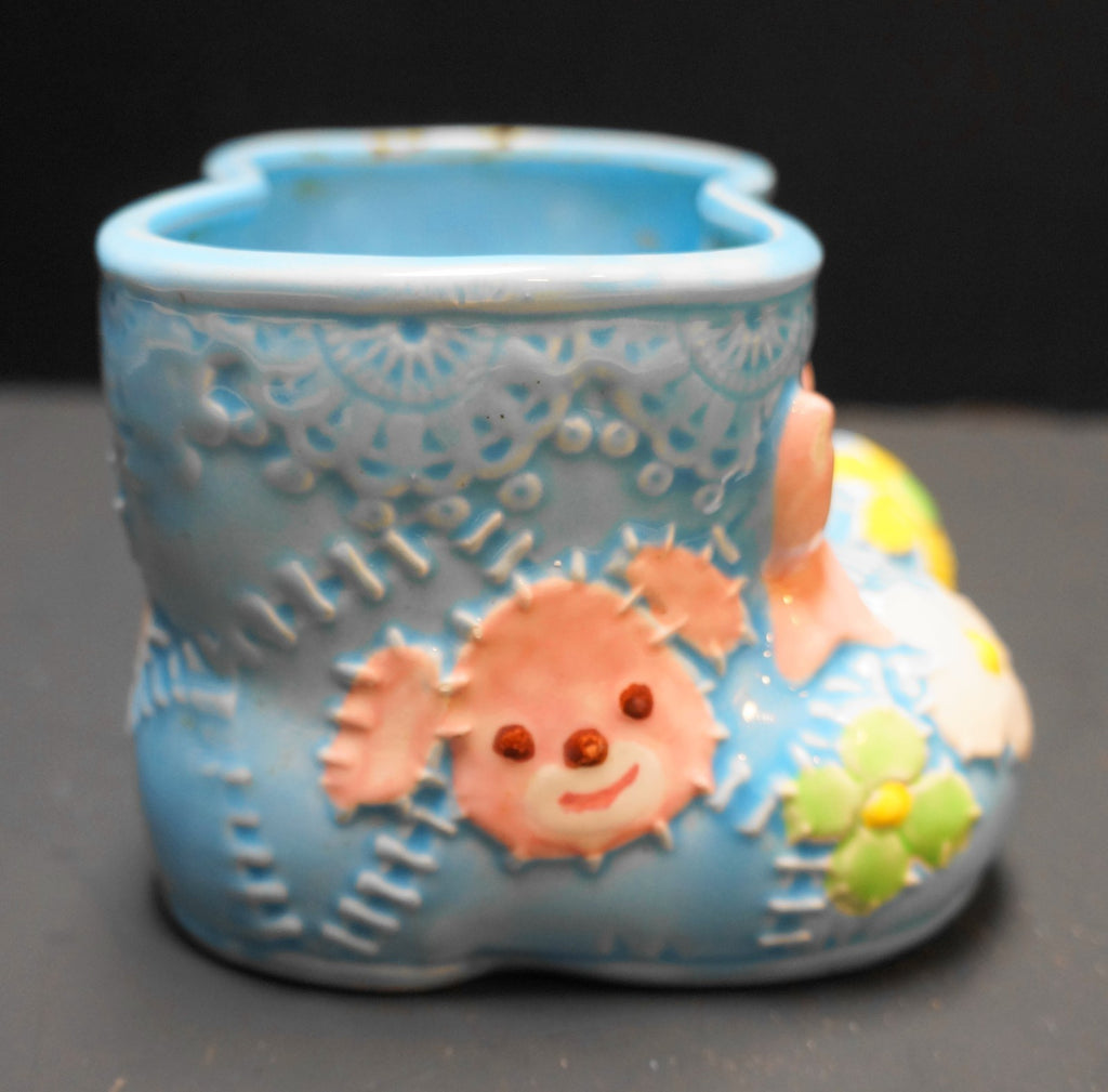 Nancy Pew Baby Booties Planter Blue Pink Bows Flowers Japan