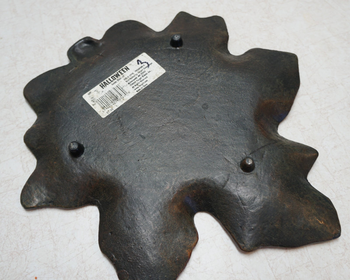 Target Halloween 2004 Novelty Cast Iron Leaf Dish Tray Candle Holder
