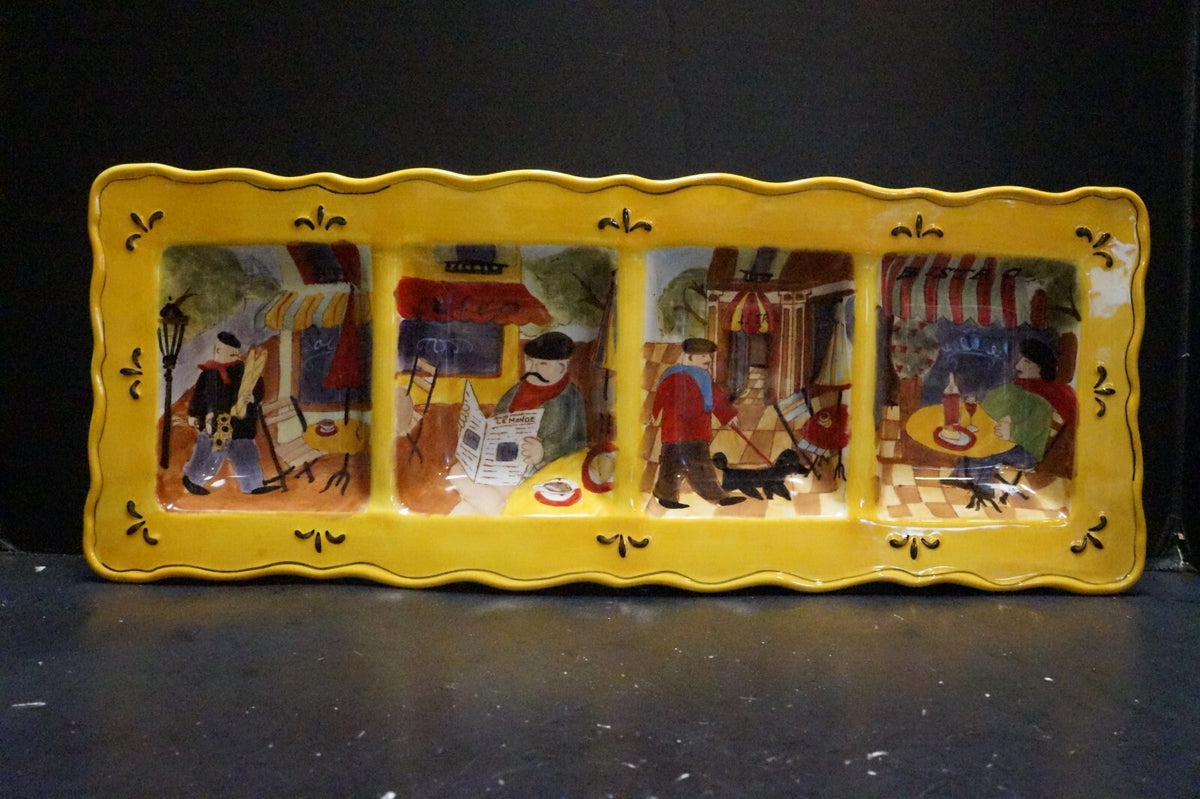 Sidewalk Cafe Jennifer Brinley Certified International 4 Part Relish Tray