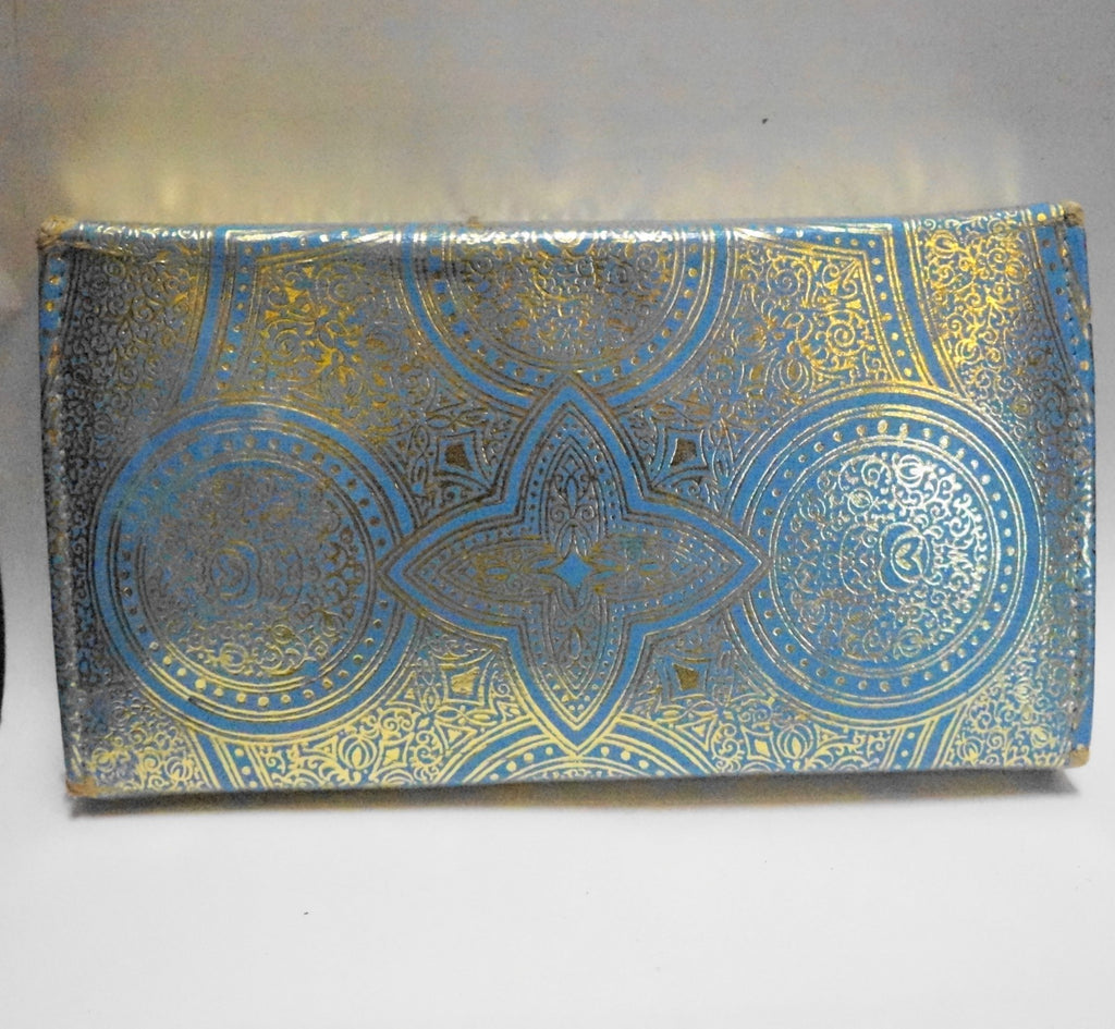 Vintage Art Deco Manicure Set Blue Handles Ground Leather Case Austria
