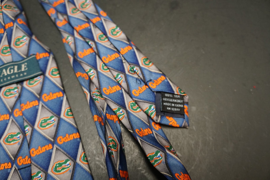 University of Florida Gators Diamond Pane Silk Tie Eagle Brand 100% Silk