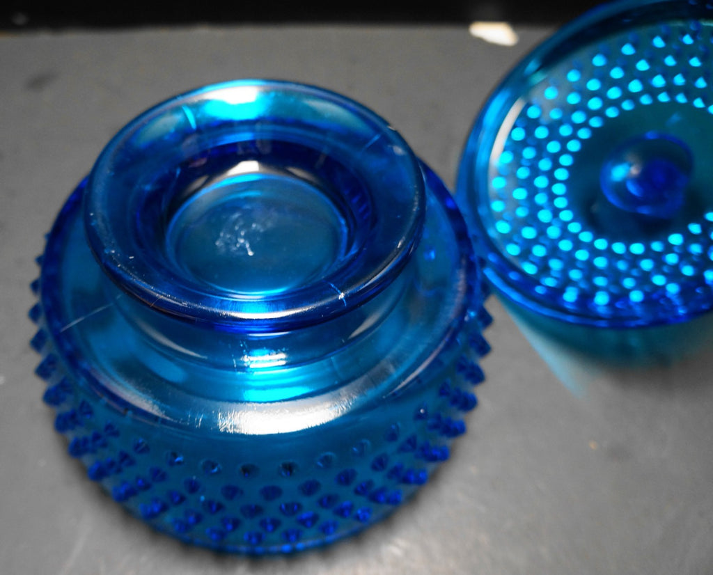 LE Smith Hobnail Colonial Blue Footed Candy Dish