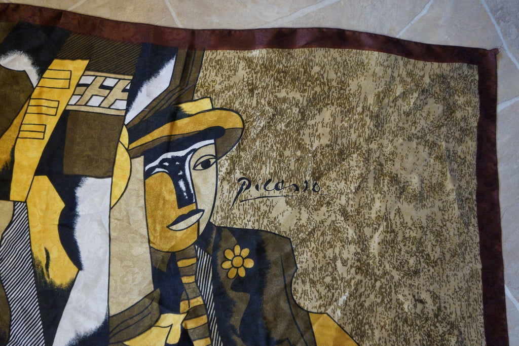 Picasso Abstract Cubism Scarf Seated Figures And Musical Instruments 34 IN