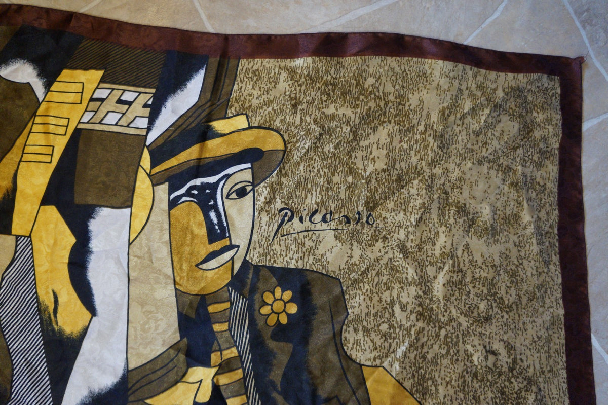 Picasso Abstract Cubism Scarf Seated Figures And Musical Instruments 34 IN