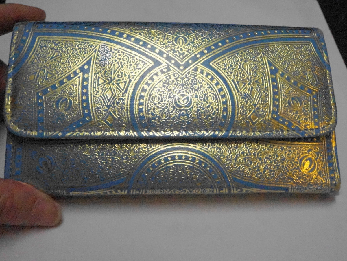 Vintage Art Deco Manicure Set Blue Handles Ground Leather Case Austria