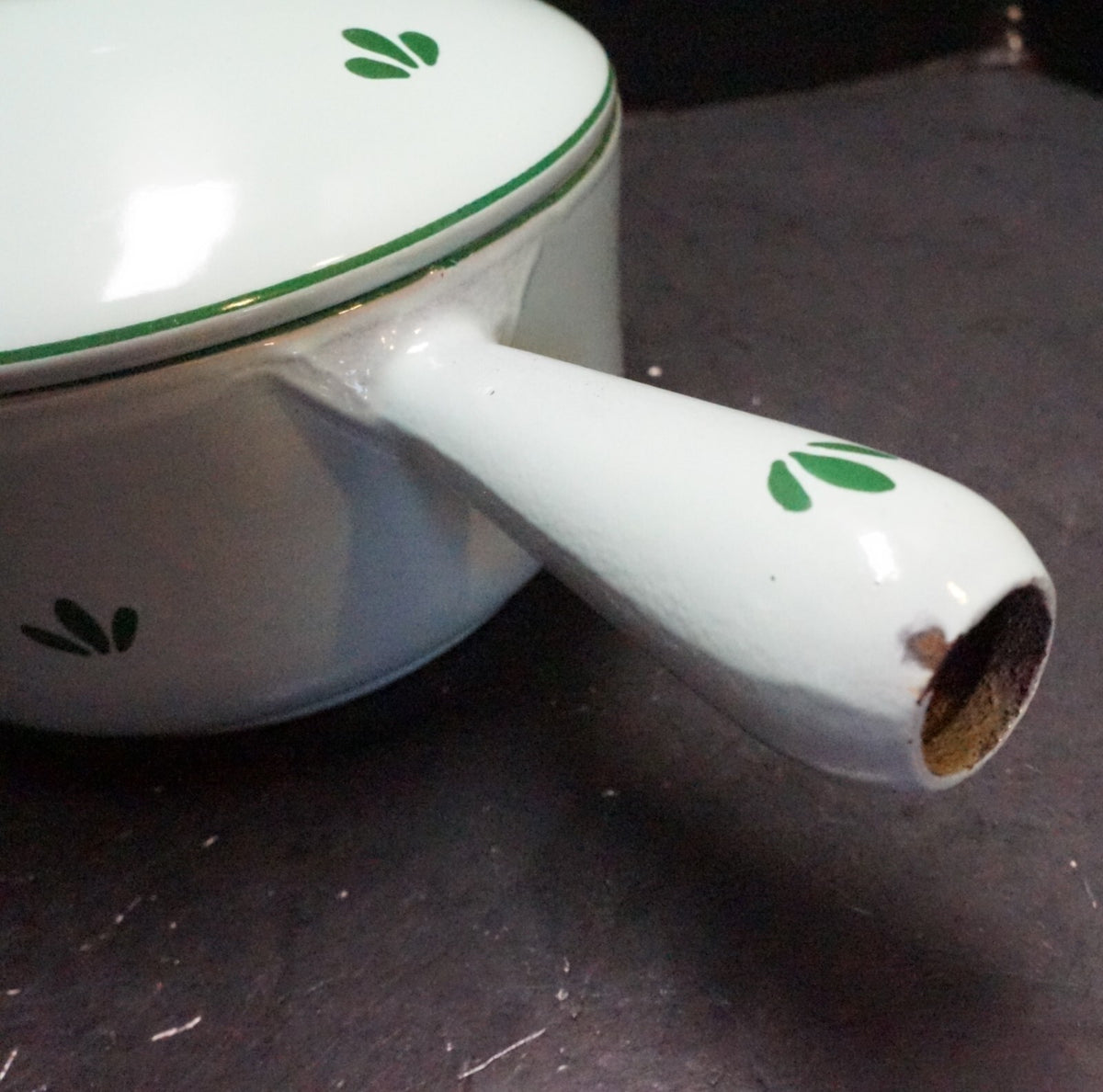 Dru Enamel Tulips Mint Pastel Green Cast Iron Sauce Pan Holland