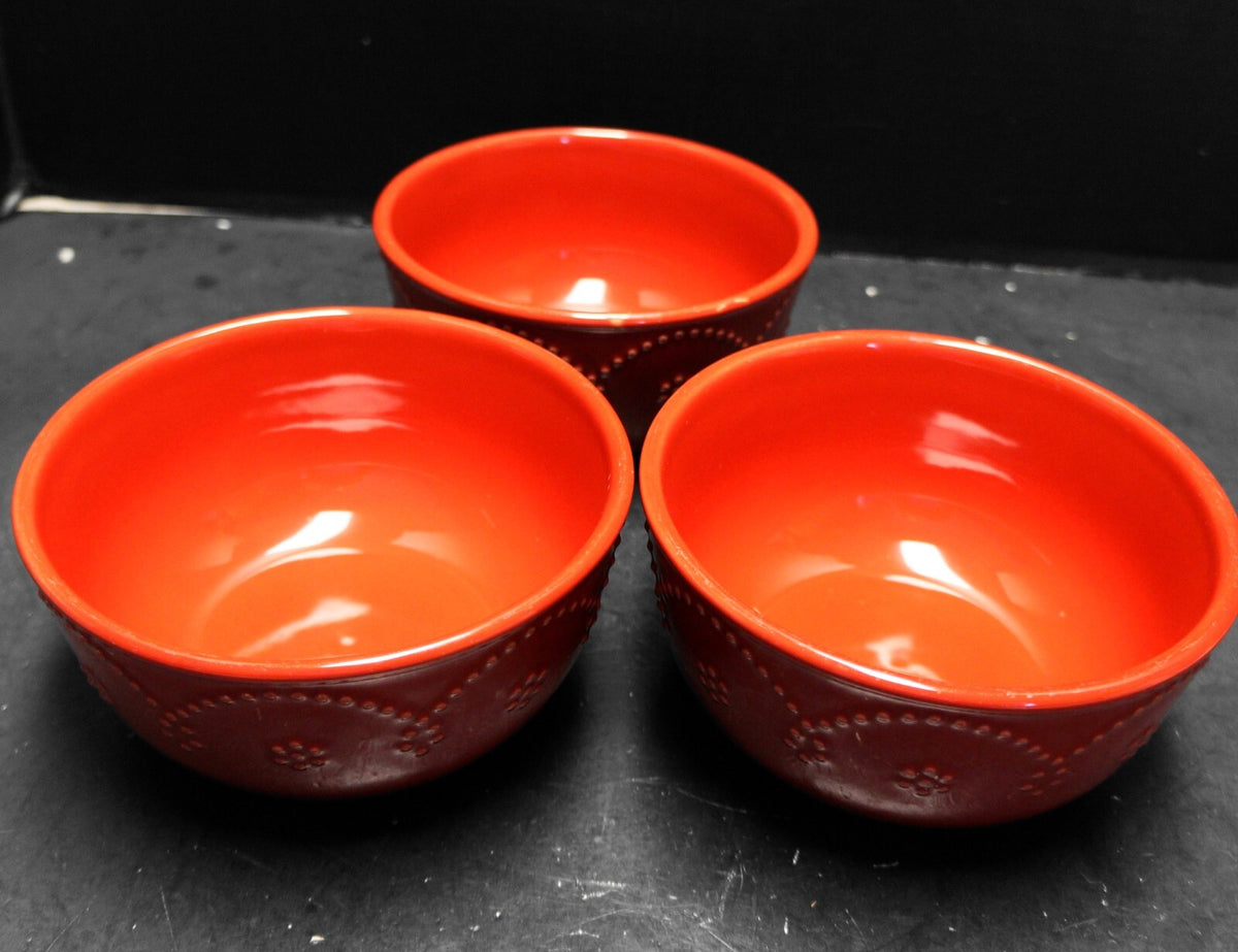Food Network Fontinella Red Cereal Bowls Set of 3  5 3/4 IN