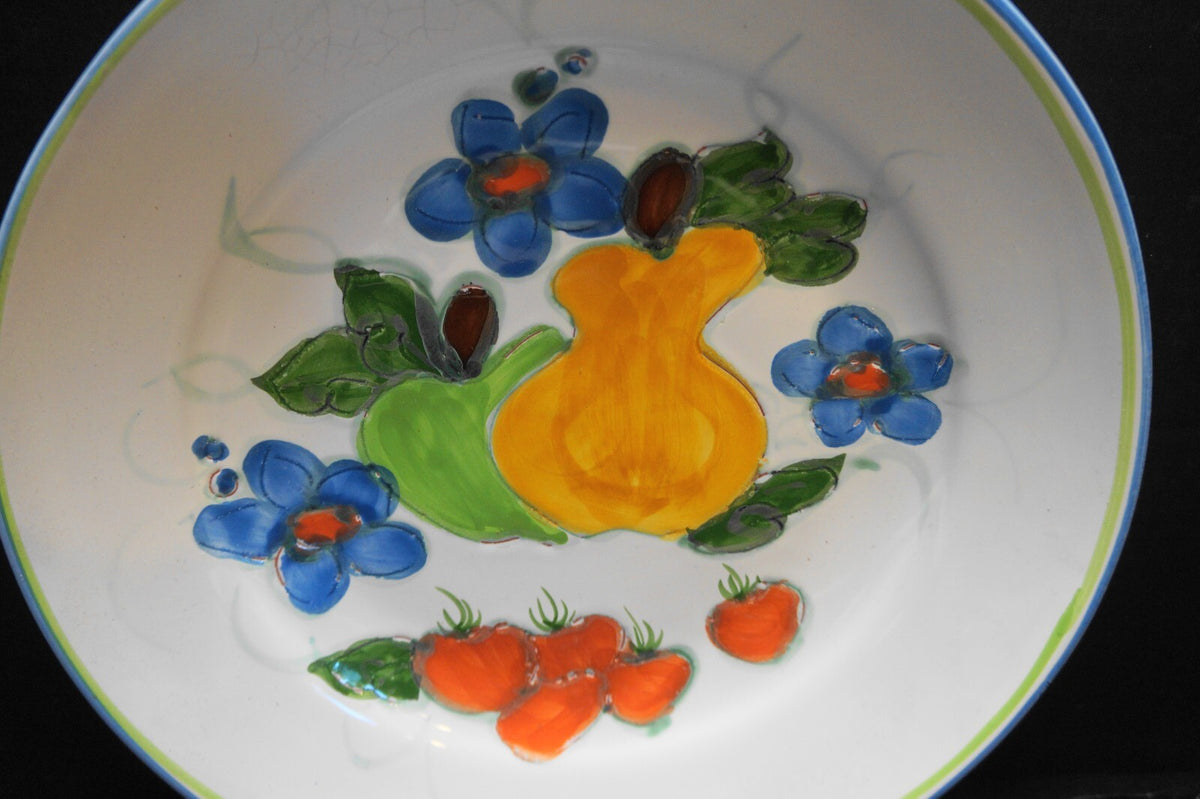 Himark Portugal Hand Painted Fruit Flowers Chop Plate Platter Terra Cotta