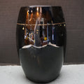 Paden City Black Ebony Glass Pillow Vase Faded Gold Decoration