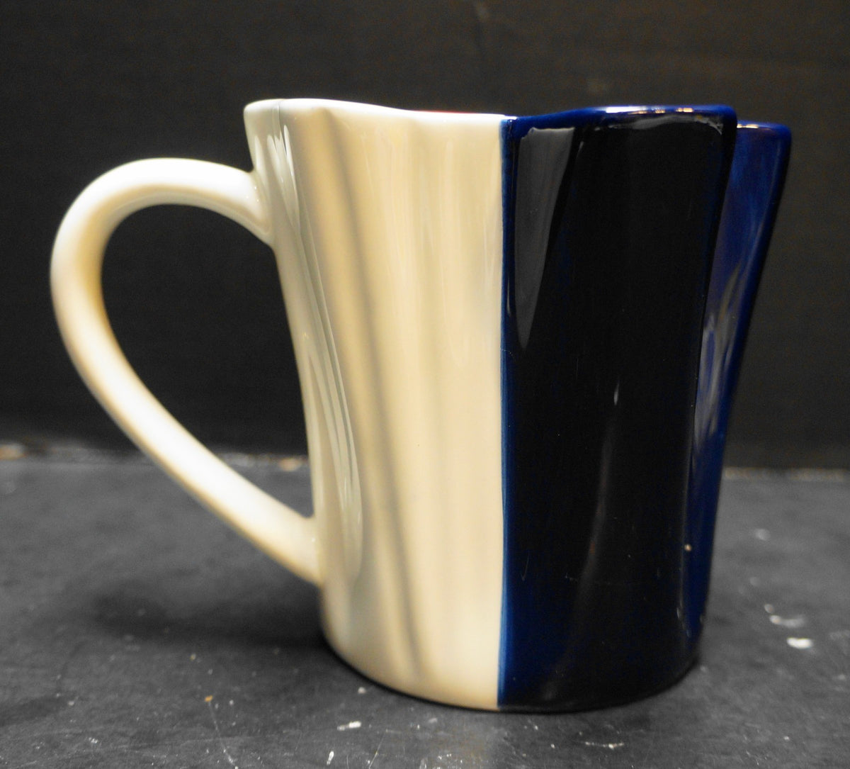 Texas Shaped Ceramic Mug Hand Painted Red White Blue