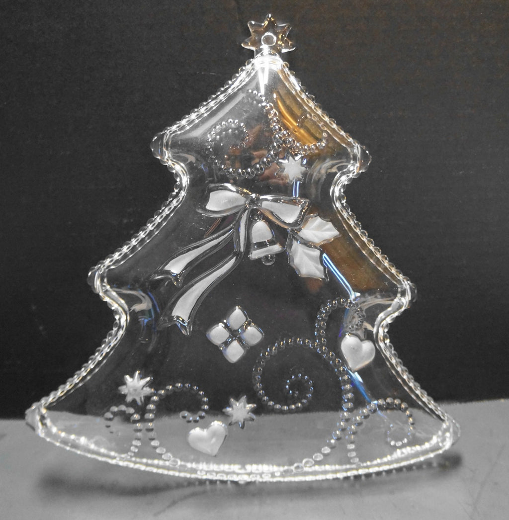 Mikasa Crystal Christmas Tree Fiesta Pattern Tray Plate Dish