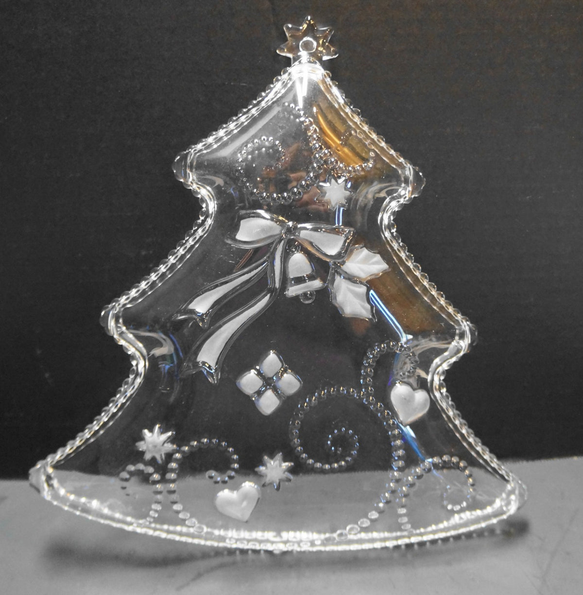 Mikasa Crystal Christmas Tree Fiesta Pattern Tray Plate Dish