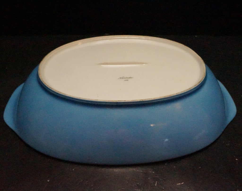 Noritake Sky Blue White Oval Serving Bowl