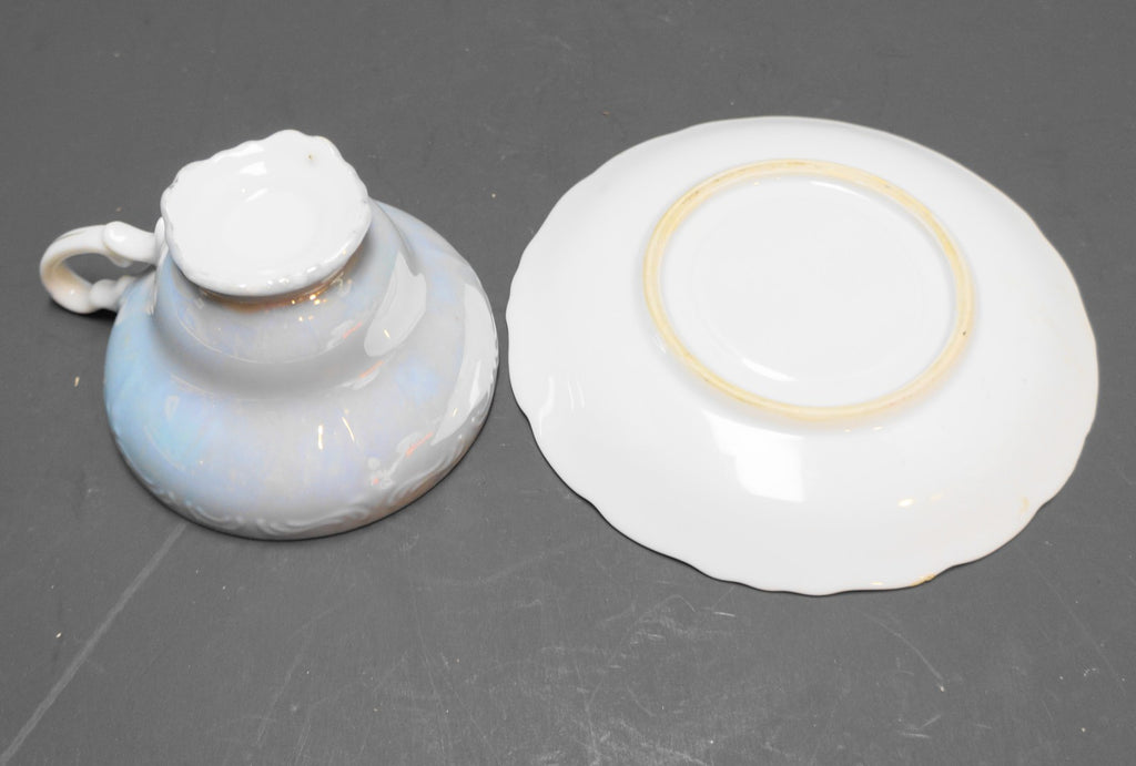 Bamboo Decorated Lustreware Cup Saucer Porcelain