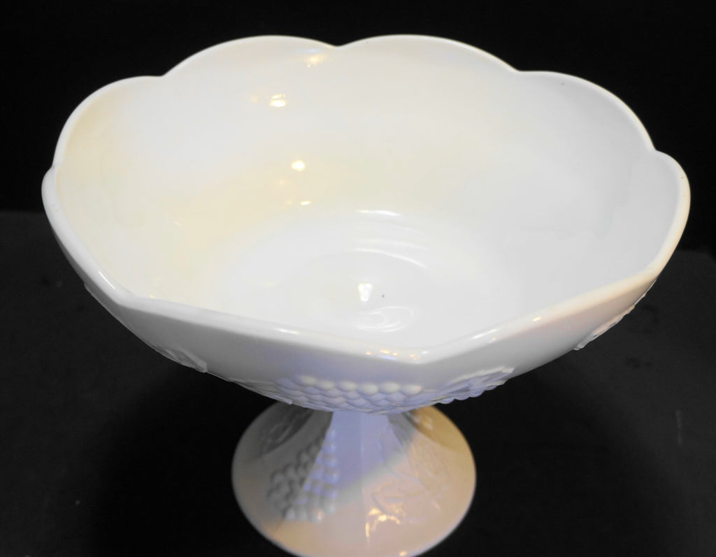 Indiana Glass Harvest Grape Milk Glass Large Compote