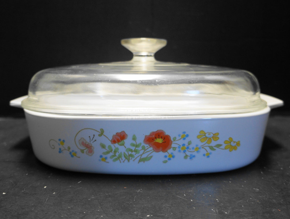 Corning Ware Wildflower A-10-B Square 2.5 QT Square Casserole With Domed Lid
