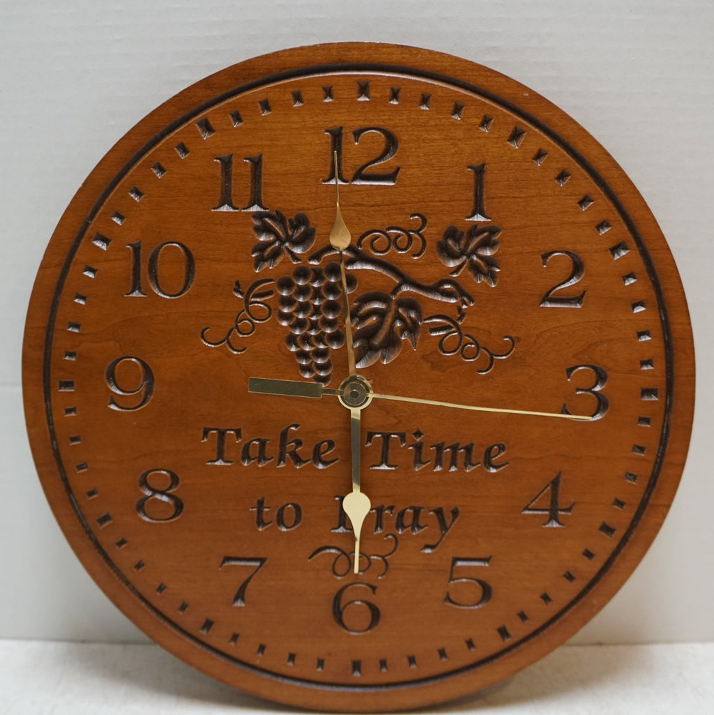 P Graham Dunn Laser Cut Cherry Wood Clock Take Time to Pray