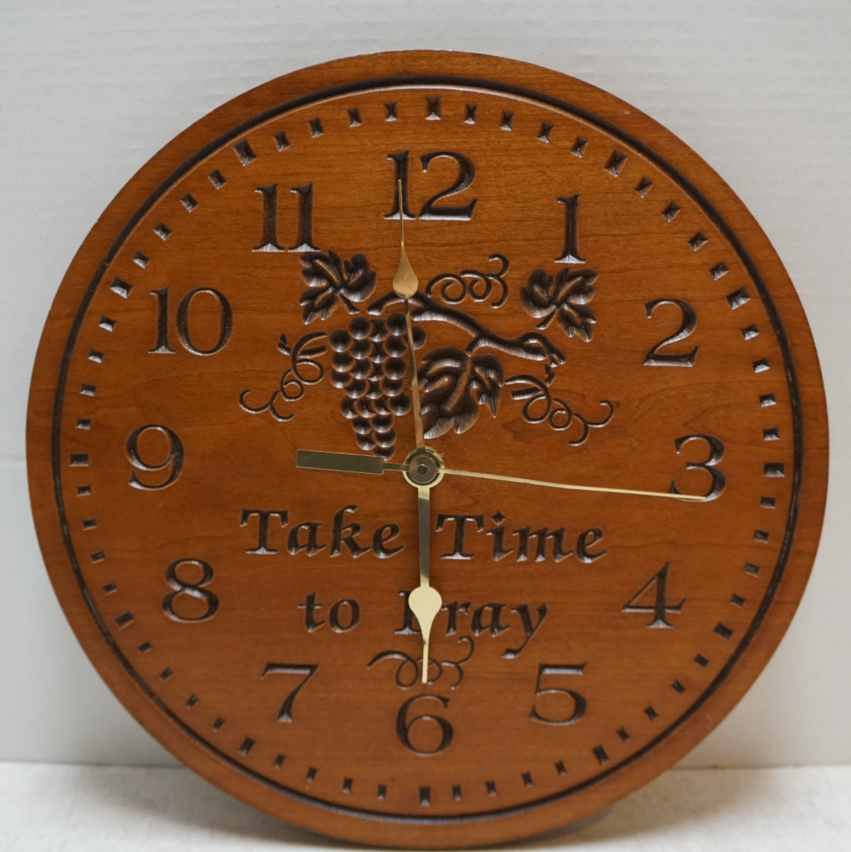 P Graham Dunn Laser Cut Cherry Wood Clock Take Time to Pray