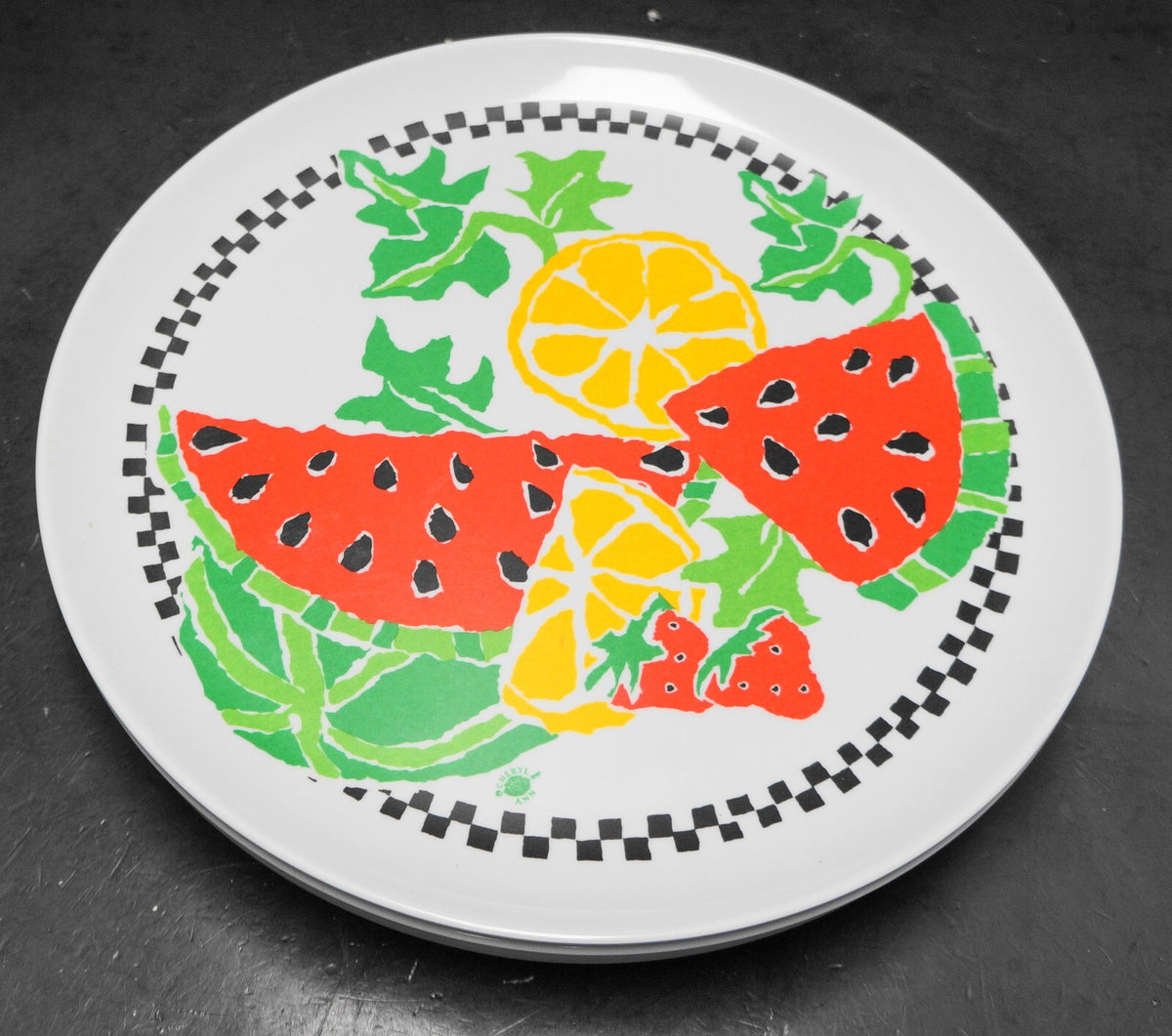 Cheryl Ann Leahy Designs Watermelon Fruit Melamine Plates Set of 5