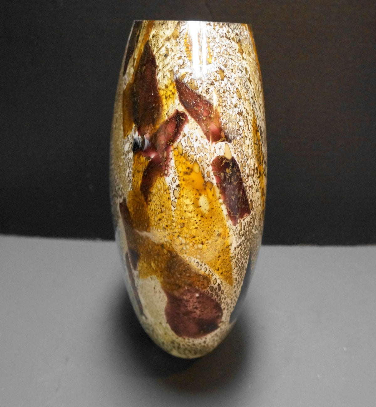 CB2 Alborz Brown Cream Variegated Art Glass Vase Made in India Crate & Barrel