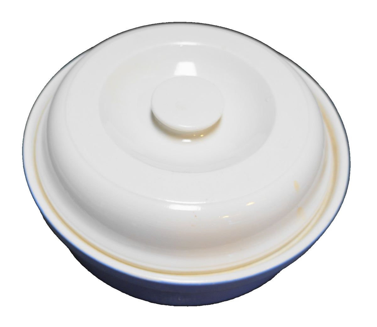 Hall Superior Quality Kitchenware Unsigned Blue White 2 Qt Covered Casserole 1940s