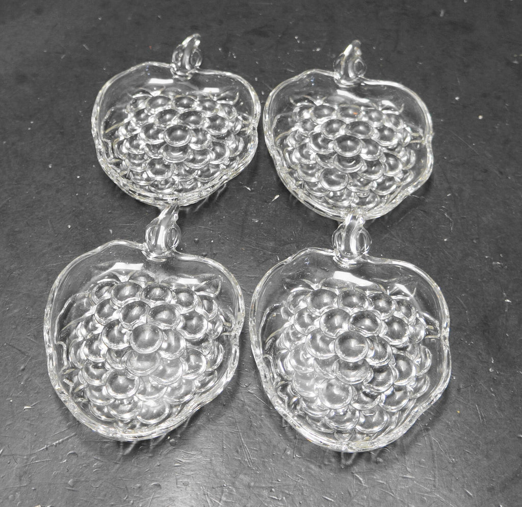 Hazel Atlas Clear Glass Grape Vintage Orchard Ashtrays Set of 4