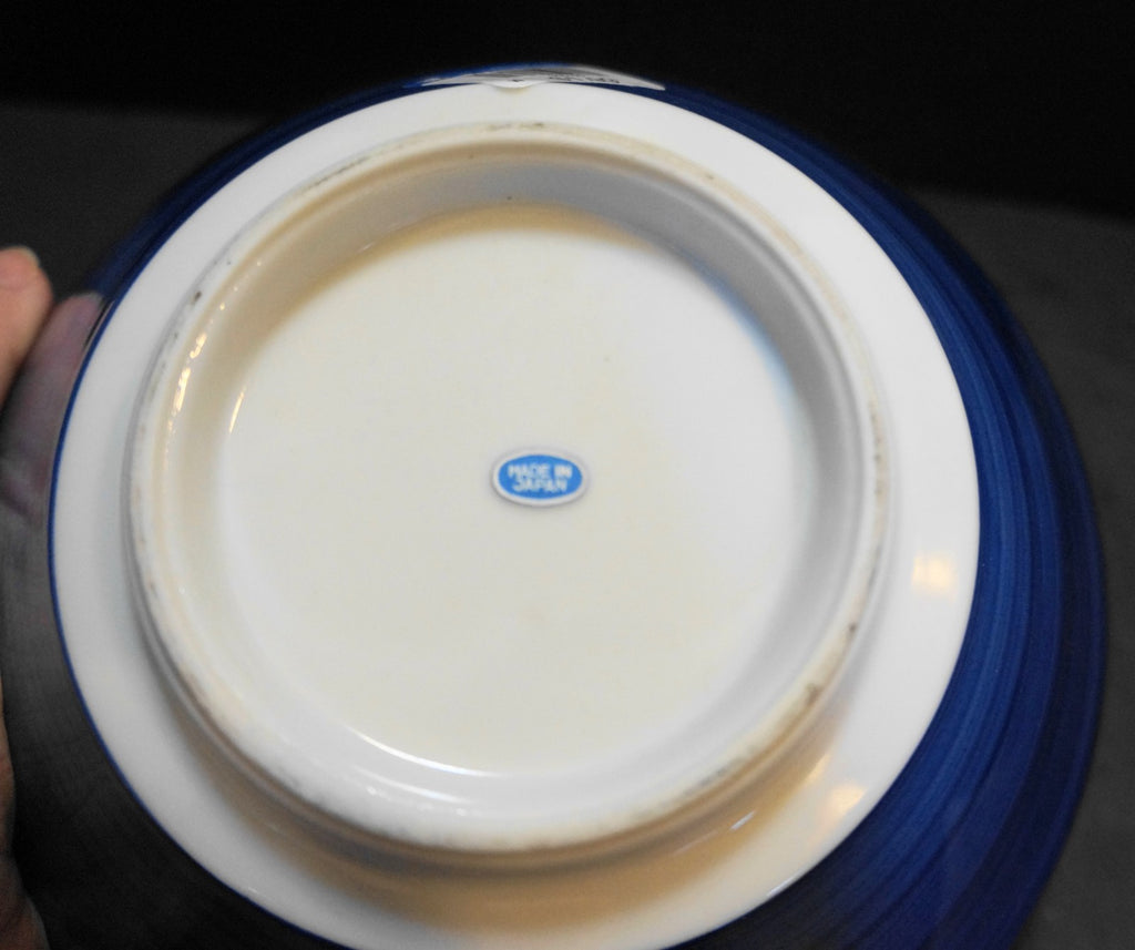 Blue White Floral Hand Painted Porcelain Rice Soup Bowl Large 7 1/2 IN Japan