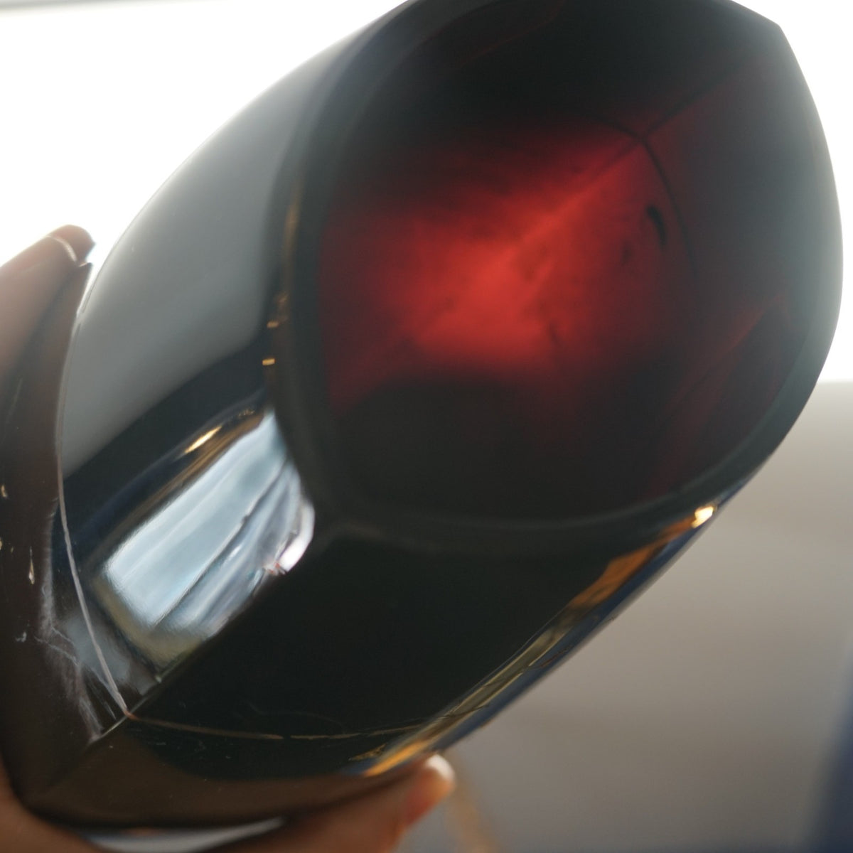 Paden City Black Ebony Glass Pillow Vase Faded Gold Decoration