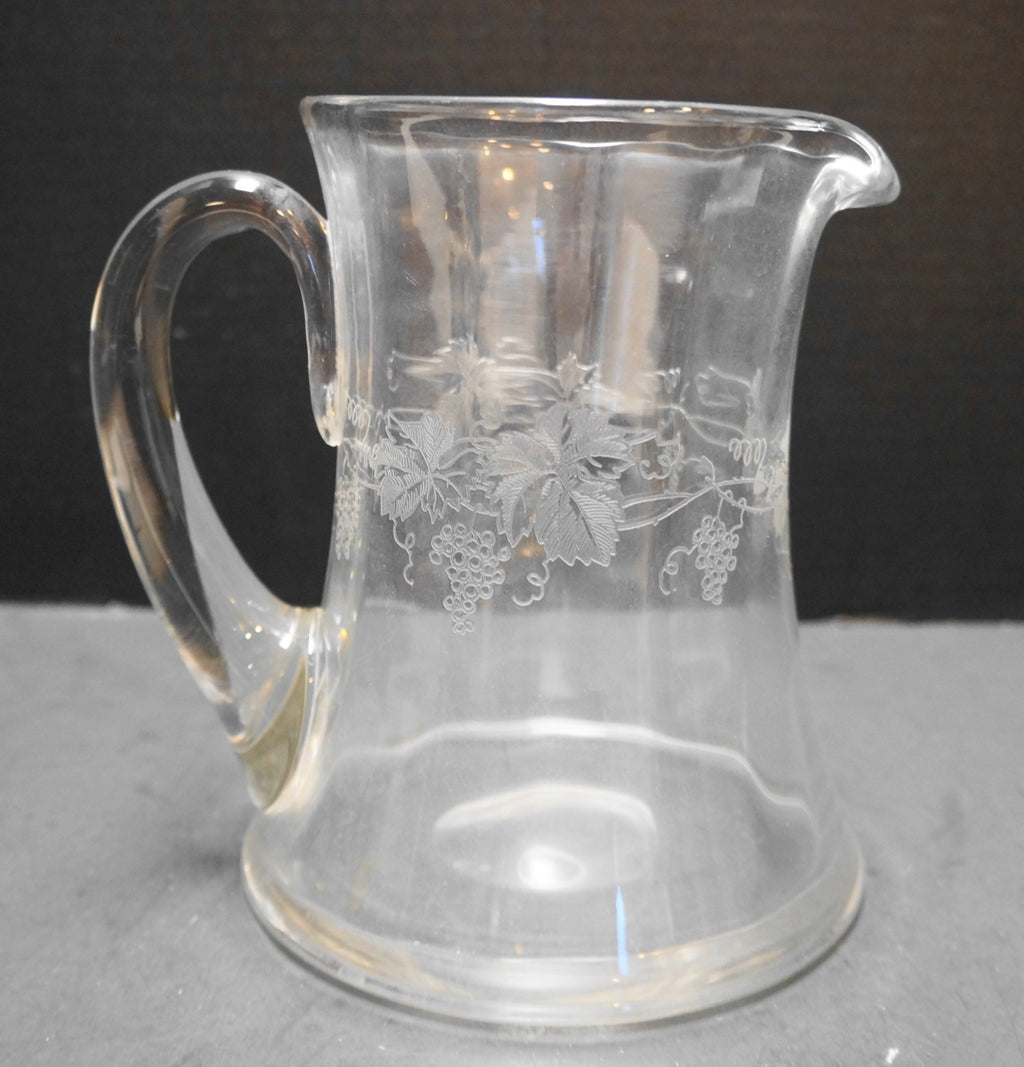 Central Glass Grape Vintage Needle Etch Optic Pitcher