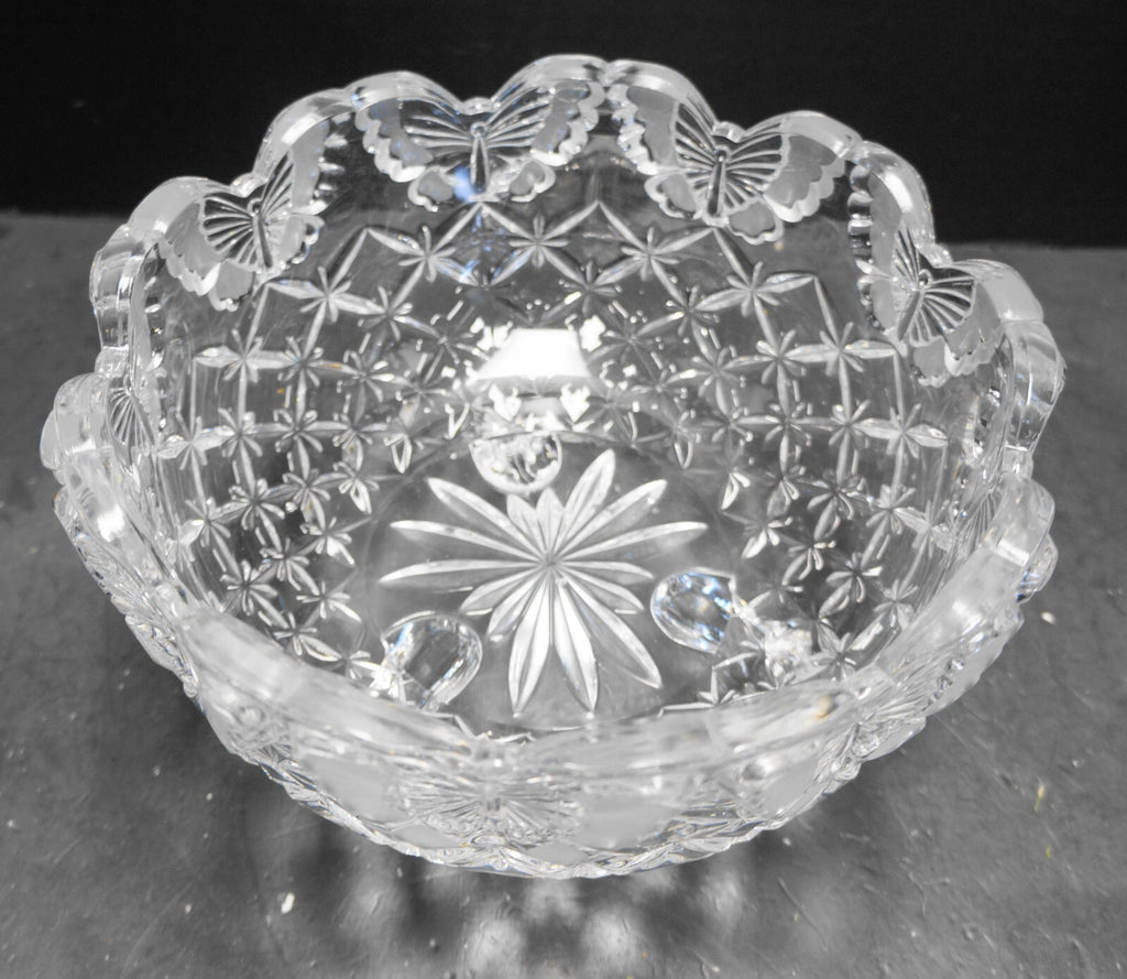 Hofbauer Papillon Butterfly Crystal Bowl 3 Toed 8 IN