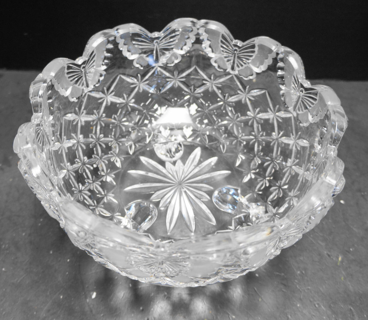 Hofbauer Papillon Butterfly Crystal Bowl 3 Toed 8 IN
