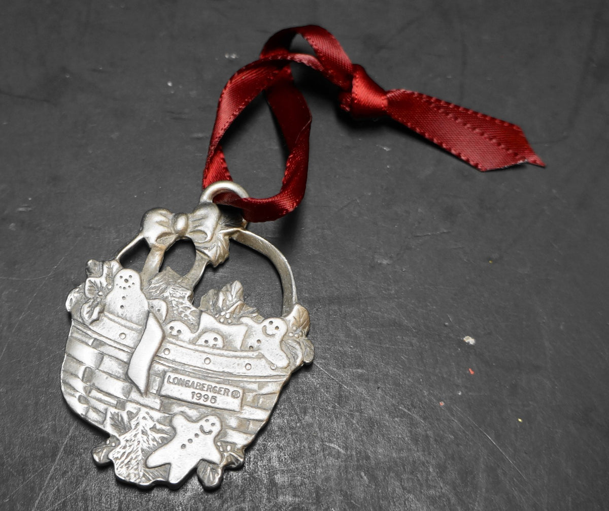 Longaberger Pewter Cookie Basket Ornament Charm 1985 1995