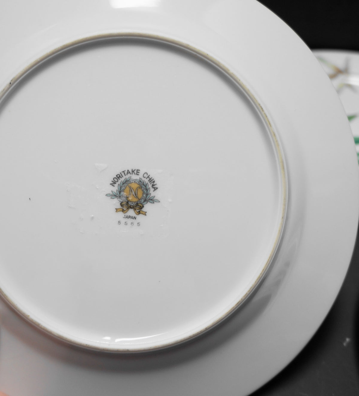 Noritake Bamboo Salad Plates Green Brown Rim Shape 7 1/2" Set of 5