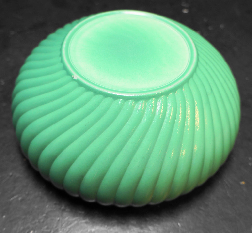 Anchor Hocking Vitrock Green Fired On Bulb Bowl Milk Glass Swirl