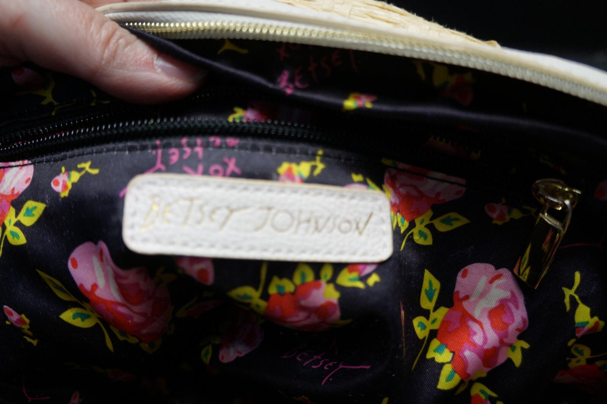 Betsey Johnson Big Bow Straw Floral Beach Summer Purse Satchel