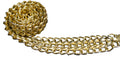Gold Tone Metal Chain Woven Leather Women's Belt S/M