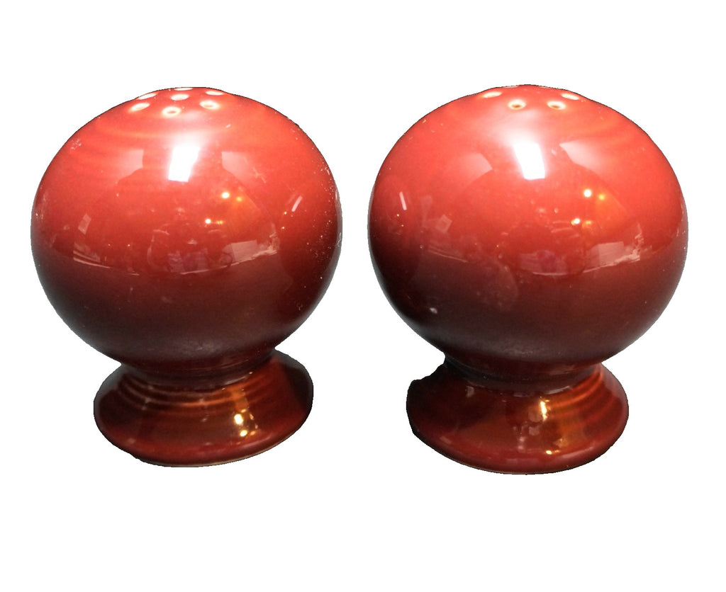 Homer Laughlin Fiesta Cinnabar Burgundy Maroon Ball Salt Pepper Shakers
