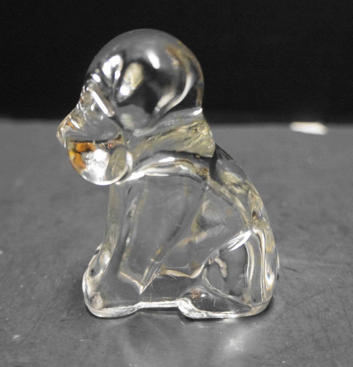 Federal Glass Mopey Dog 1940s Clear Candy Container
