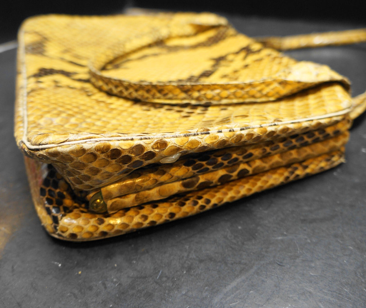 Vintage Python Snakeskin Tan Brown Handbag Purse