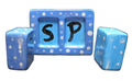 Hand Painted Blue White Dots Salt Pepper Shakers Tray Ceramic