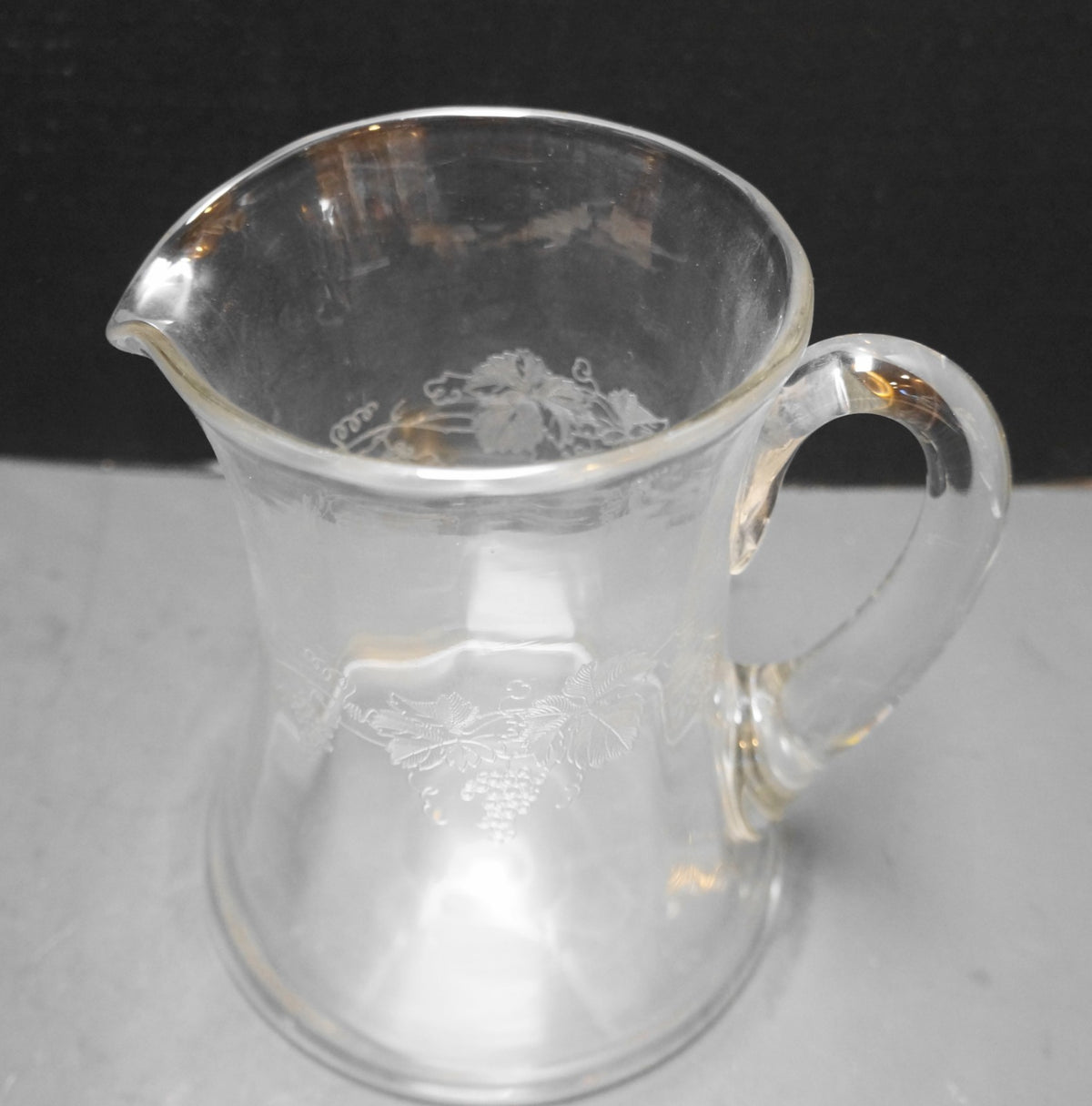 Central Glass Grape Vintage Needle Etch Optic Pitcher