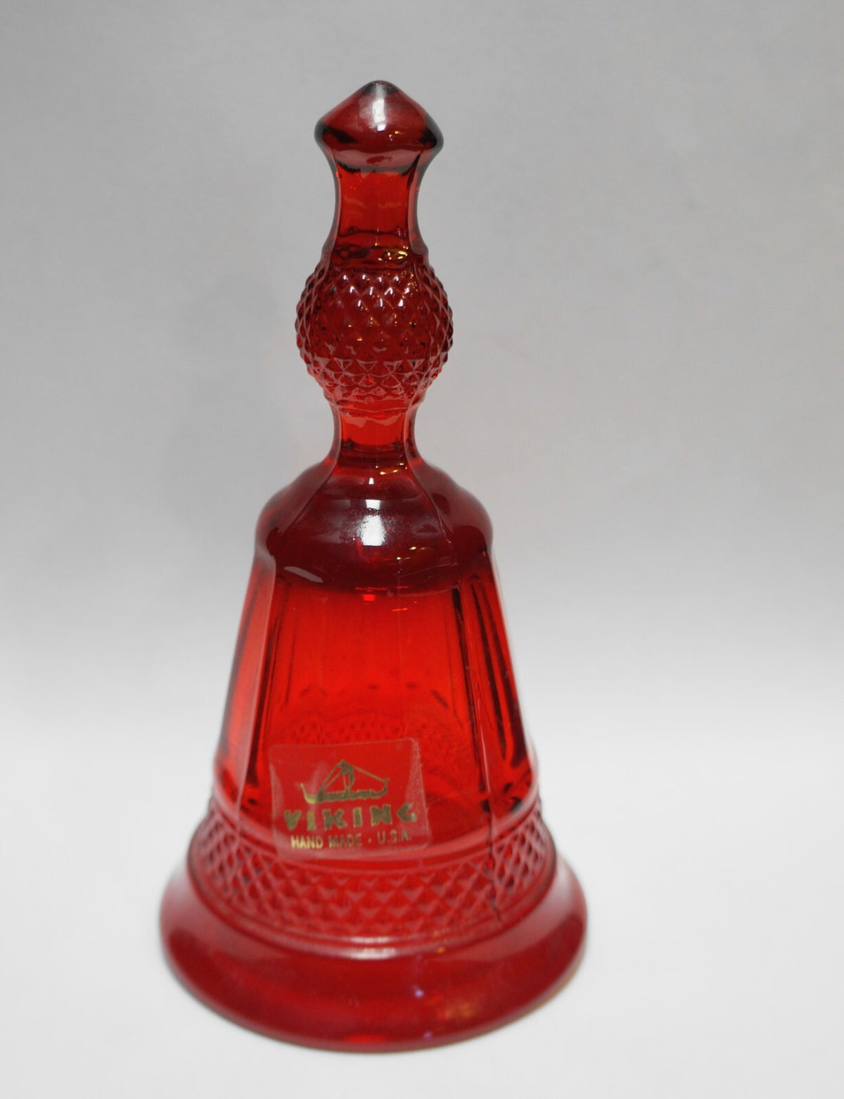 Viking Mt Vernon Ruby Red Glass Bell Diamond Hobnail Band