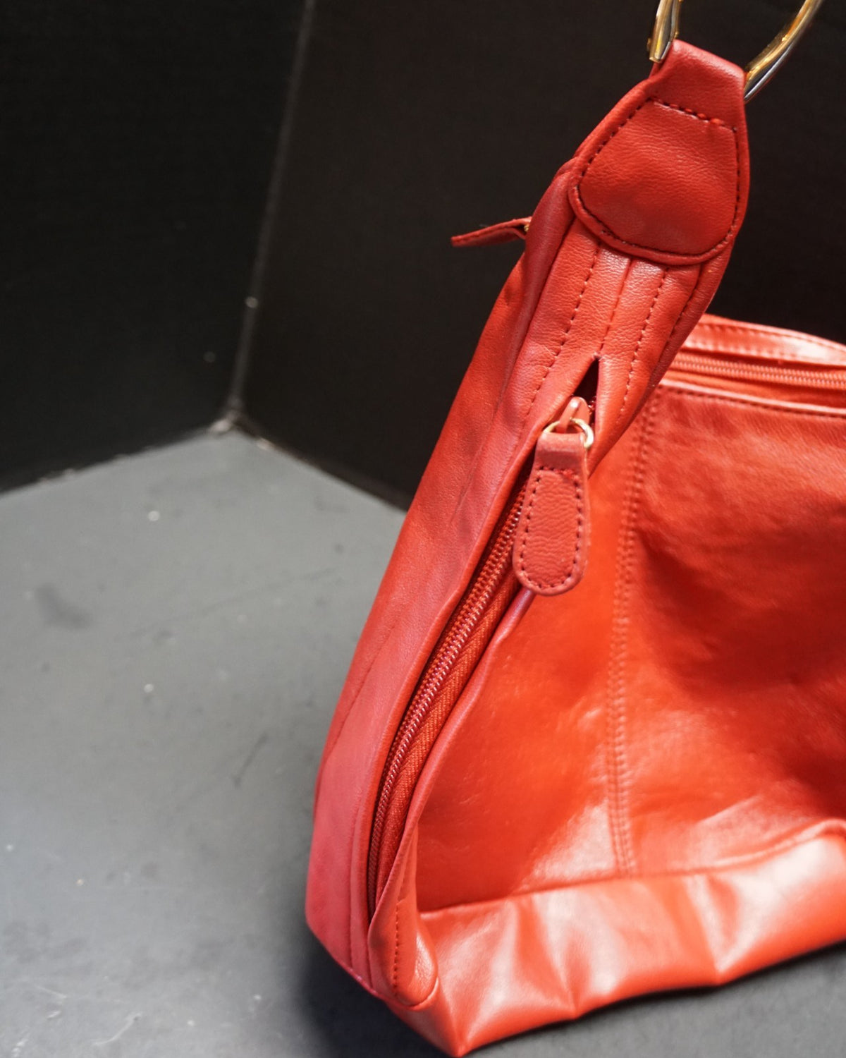 Red Leather Shoulder Bag Purse Adjustable Strap