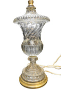 Baccarat Style Crystal Heavy Swirl Urn Style Table Lamp 1940s