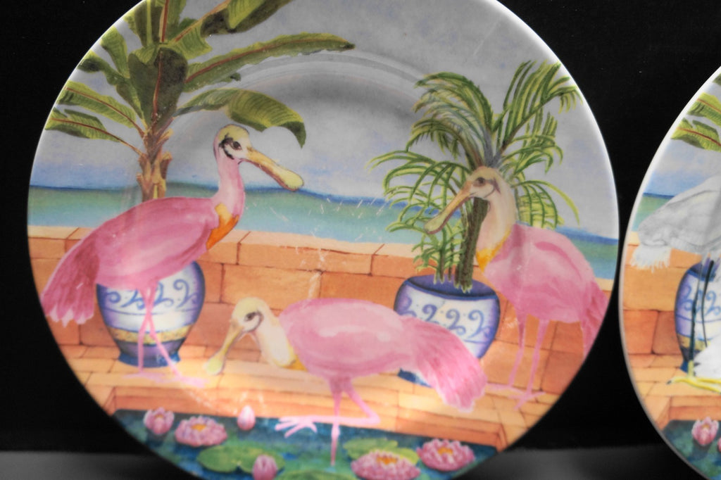 American Atelier Marsh Birds Salad Plates Set of 4 Different Designs