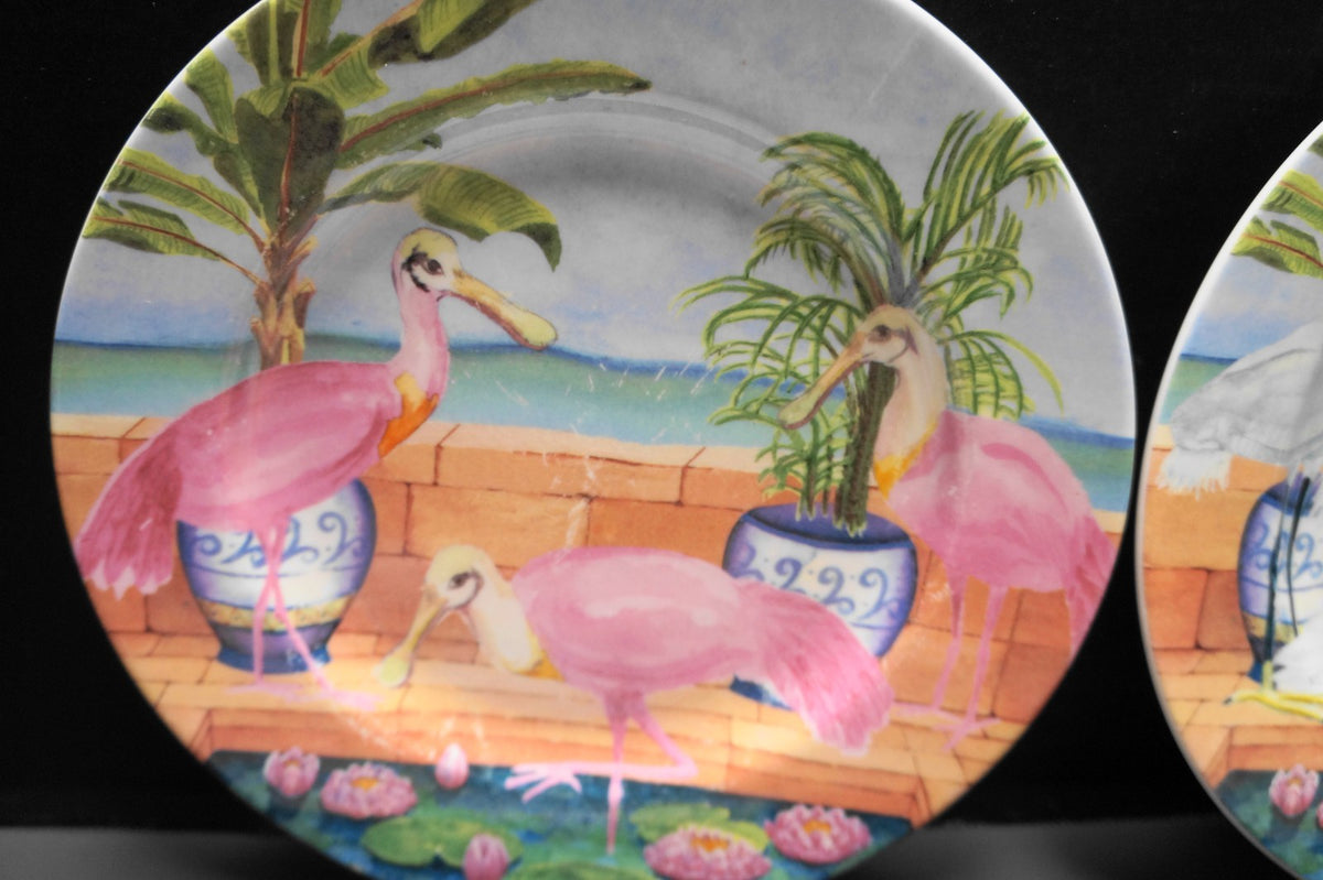 American Atelier Marsh Birds Salad Plates Set of 4 Different Designs