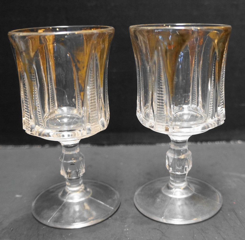 Tarentum Ladders Loop and Pyramid EAPG Cordial Glasses Pair